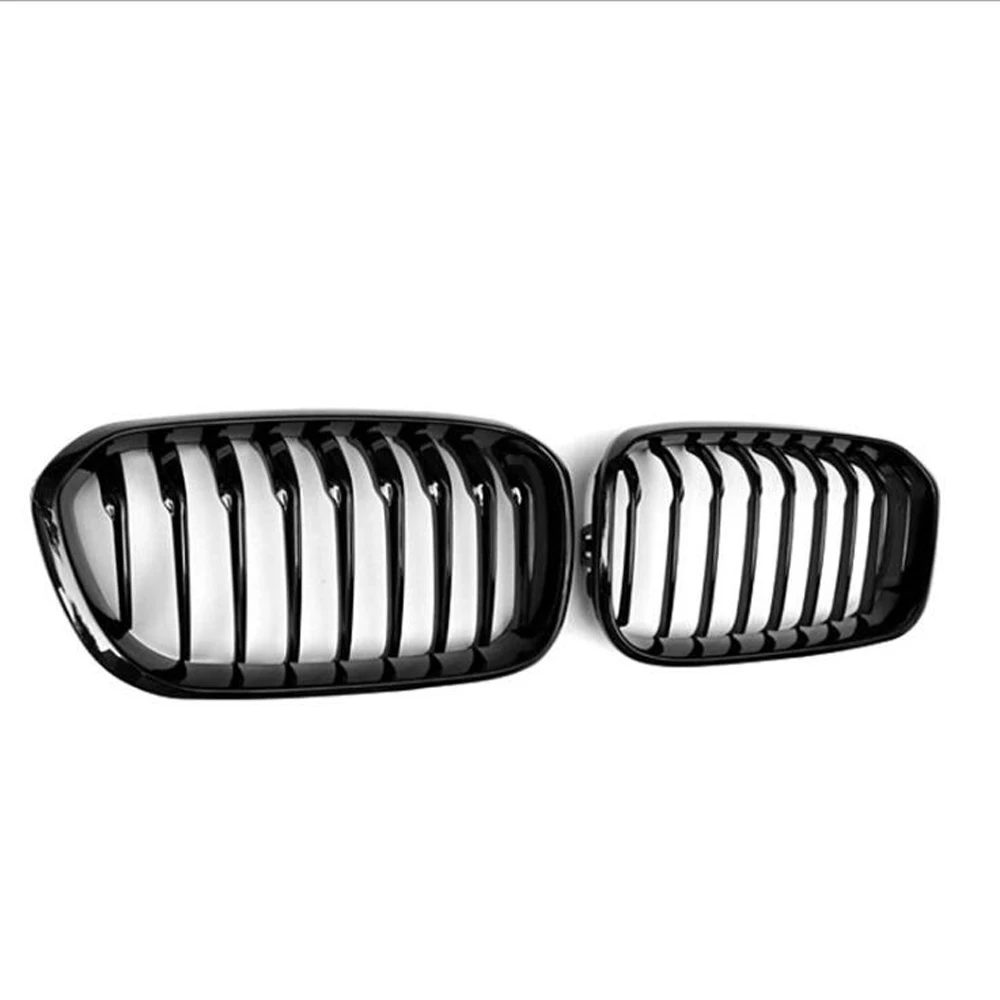 car hood Front Racing Grill for BMW F20 F21 1 Series 2015 2016 2017 Sports Slat Line Kidney Grill Grille Gloss Black lund bug deflector