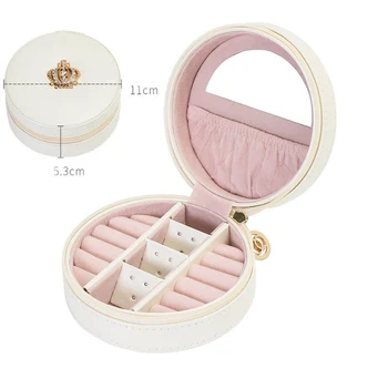 

European Style Fresh Girl Earrings Plate Jewelry Box Protable PU Leather Earrings Ring Stud Earring Jewelry Storage Box