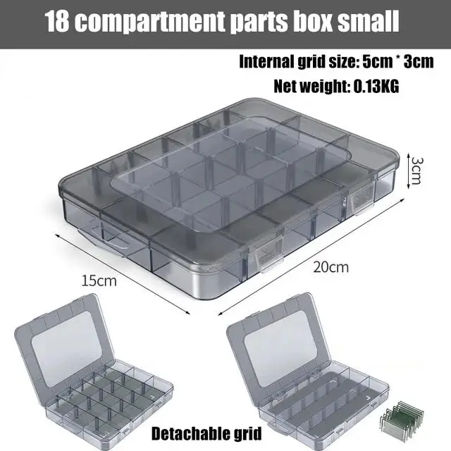 Multi-compartment box Transparent screw storage box Electronic component compartment box Small accessory tool compartment box tool chest trolley Tool Storage Items