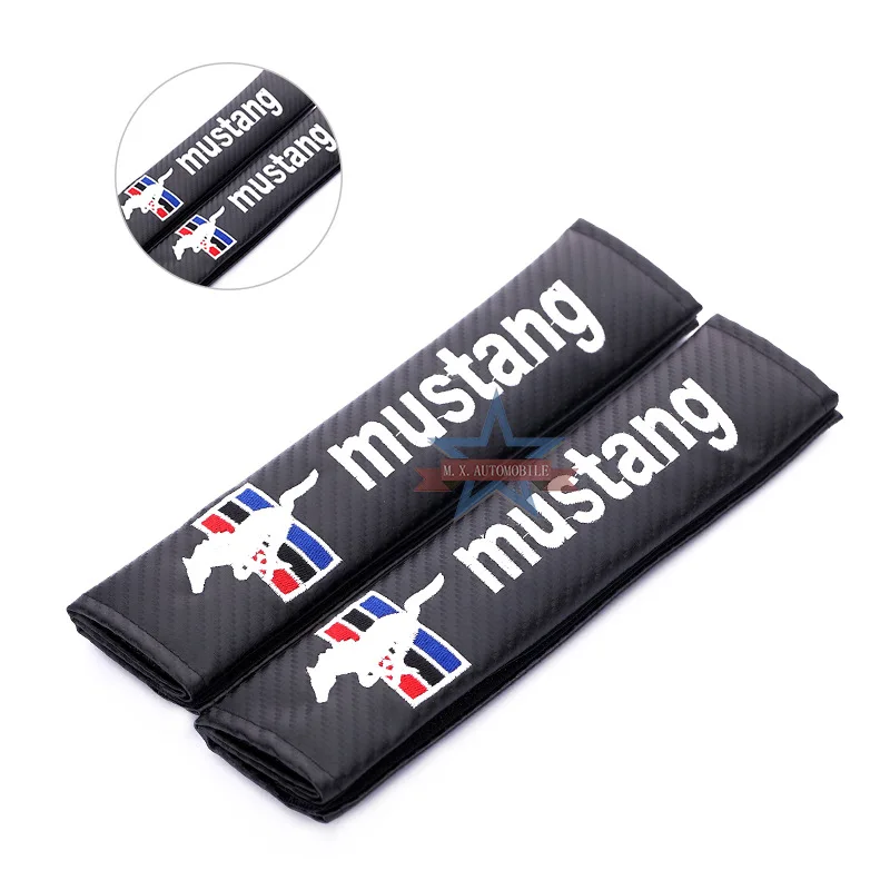 

Car Safety Belt Shoulder Pad Cover Suitable for Ford Mustang Modified Carbon Shoulder Pad Mustang Leather Carbon