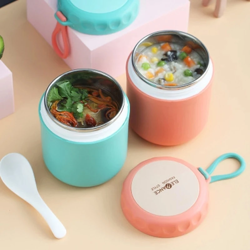 580ML Stainless Steel Lunch Box Drinking Cup With Spoon Food Thermal Jar Insulated  Soup Thermoses Containers Thermische Lunchbox - AliExpress