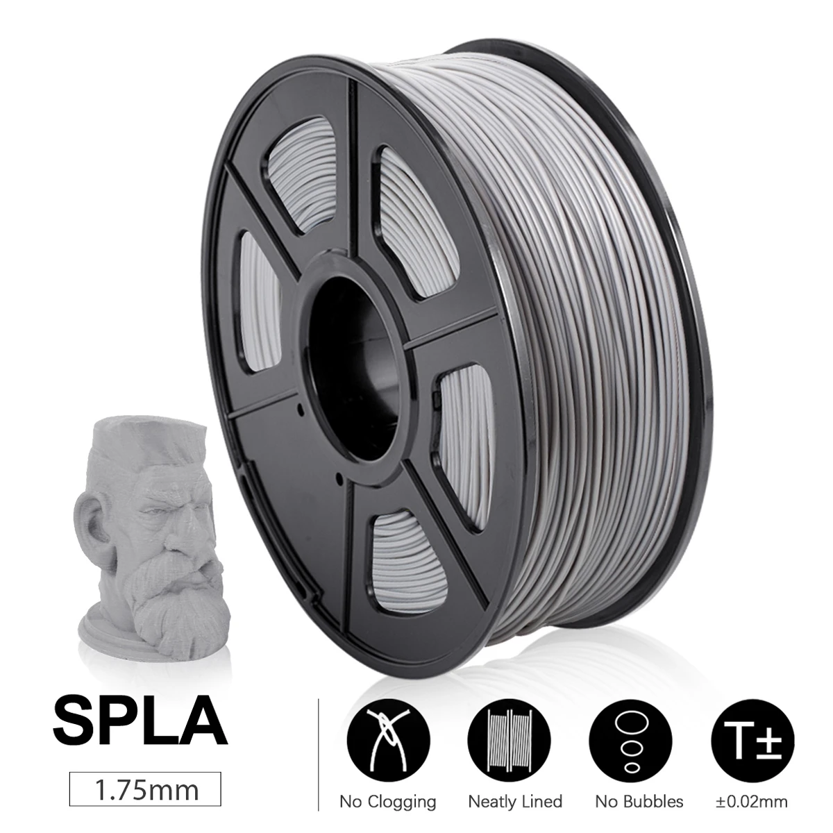 

Grey SPLA Filament 3DPRINT S-PLA Filament 3D Printing Materials Commodity 1.75mm 1KG/3KG PLA Filament for 3D printer sublimation