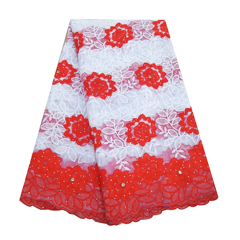 

Red Wedding African-Lace-Fabric 2019 Nigerian French Net Lace With Stones Dresses Fabric For African Heavy Ocasions