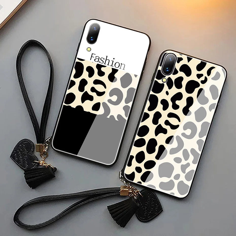 

luxury case for iphone x xr 7 7plus 6 6s leopard pattern compatible iphone 11 pro max 8 8plus tempered glass edge TPU protection