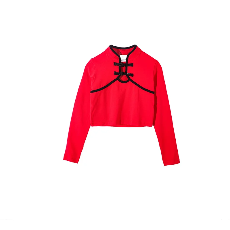 Tops Костюмы в стиле хип-хоп для девочек, красные Топы в китайском стиле, костюм черлидеров для детей, одежда для уличных танцев, джаза, сцены, выступлений, DNV12178 - Цвет: Tops