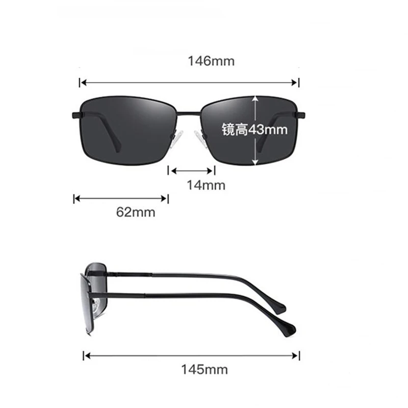Men's Driving Prescription Lenses Sunglasses Polarized Square Anti-Glare Short-sight Sun Glasses For Male 0 -0.5 -0.75 To -6.0