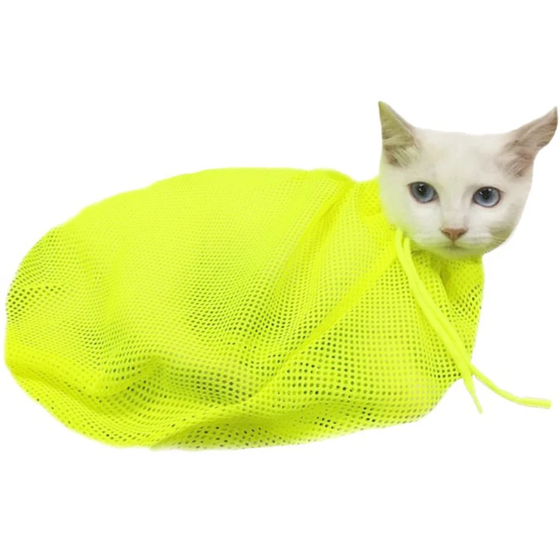Mesh Cat Grooming Bag Adjustable Washing Bags Multifunction Nail Trimming Scratching Restraint Biting Resisted Bag Pet Supplies