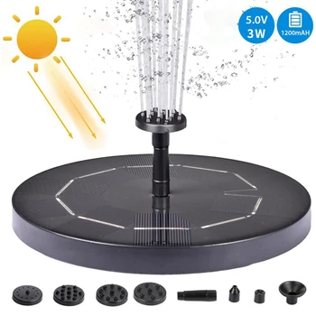 

3.7V 1200MAh Solar Powered Water Fountain Brushless Pump with 6 Nozzle Free Standing Floating Solar Bird Bath Pool Pump