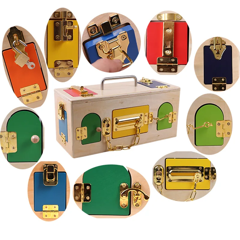 

Montessori Teaching Aids Lock Box Age of 3-5 Children'S Educational Toy Baby Learning Unlocking Practice Montessori Early Educat