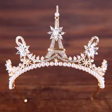 FORSEVEN, золото, серебро, кристалл, искусственный жемчуг, принцесса, диадема, диадема, невесты, Noiva, Свадебная вечеринка, ювелирное изделие, mujer