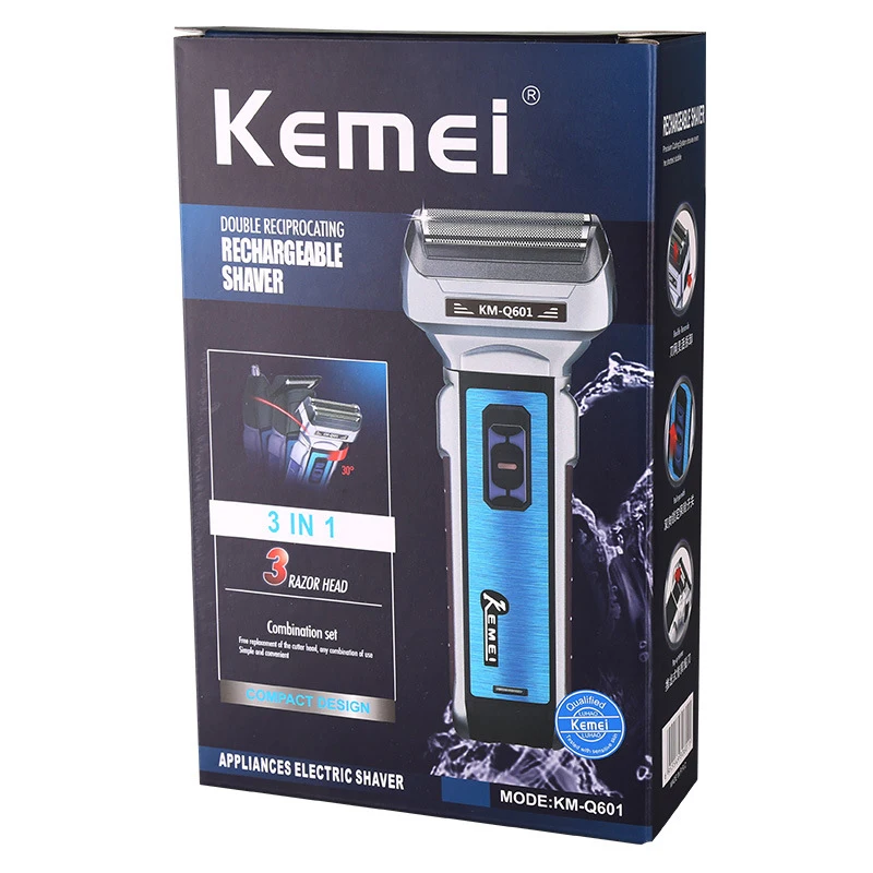 Kemei 3 в 1 портативный возвратно-поступательный электробритва для путешествий, безопасная бритва для мужчин, бритвенные станки EU ustura jilet barbeador KM-Q601