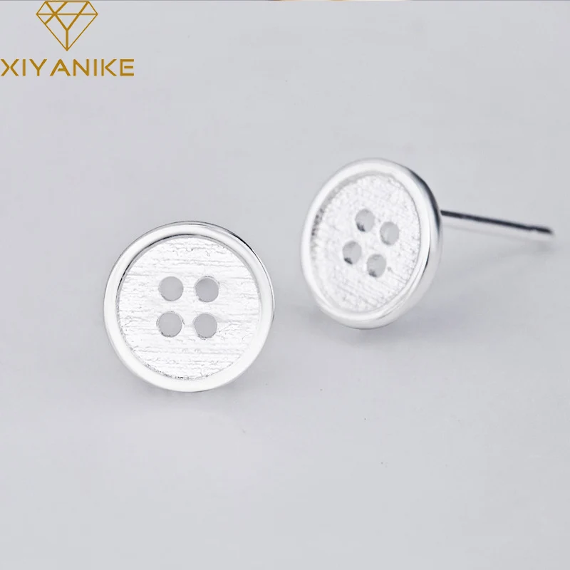 XIYANIKE 925 стерлингового серебра Мини Кнопка креативные корейские сережки-шпильки Мода Стиль гипоаллергенно ювелирные изделия для женщин Мода