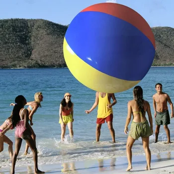 

New Sol Coastal The Beach Behemoth Giant Inflatable Pole-to-Pole Beach Ball Large red/yellow/blue PVC inflatable ball