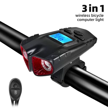 

Wireless Stopwatch Bicycle Computer Light Cadence Sensor IP6 Waterproof Bike Light 2000mAh 500 Lumen Bike Flashlight With Horn