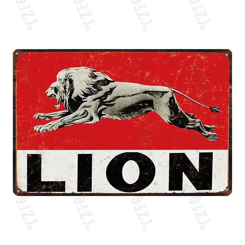 DU-4107 Vintage Motor Oil Metal Sign Lion Tin Plate Wall Bar Home Art Garage Gas Station Car Decor Cuadros 30X20CM DU-4106A - Color: DU-4107