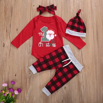 

My 1st Christmas Newborn Infant Baby Clothes Baby Boy Girl Xmas Clothes Set Cartoon Romper Pants Outfits Costumes
