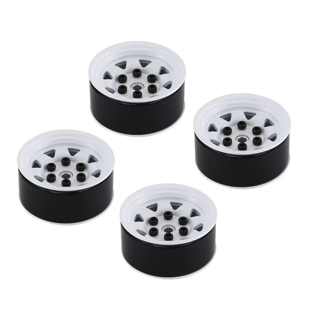 

4PCS Metal Wheel Rim Beadlock Wheel Hub 1.55 Inch RC Car Aluminum Alloy Black Wheel Rim for 1/10 RC Crawler Car Model Toy