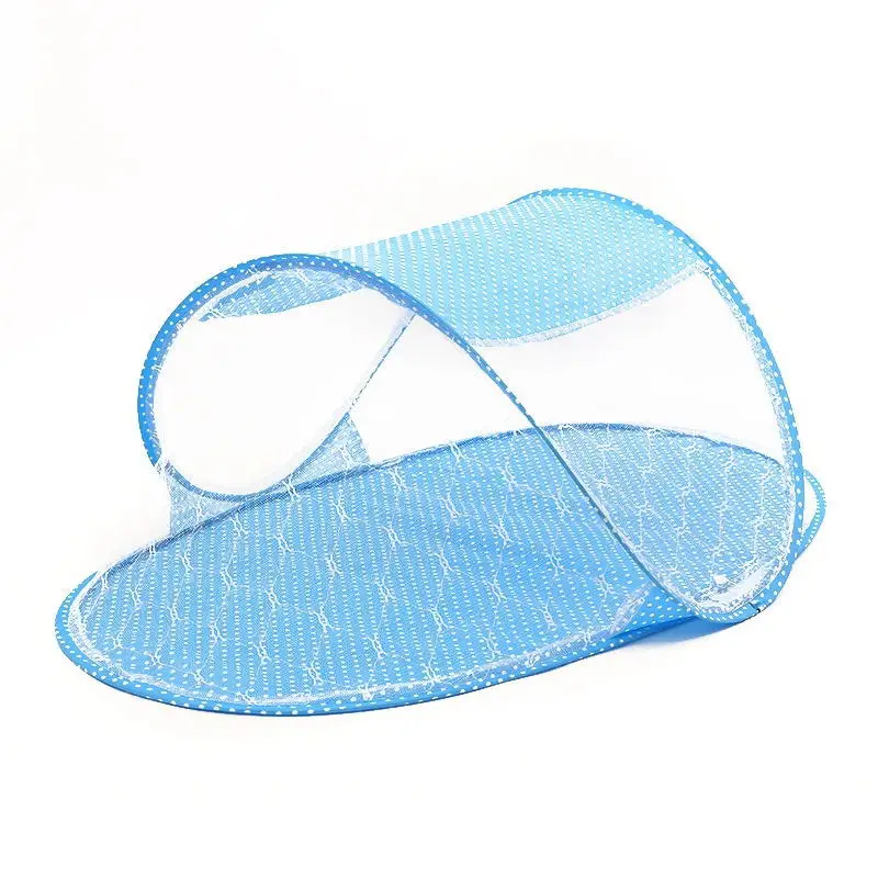 Детская кровать с противомоскитной сеткой для детской кроватки, портативная складная полиэфирная кровать для новорожденных, сон кровать для путешествий, Детская сетчатая Игровая палатка - Цвет: Simple blue