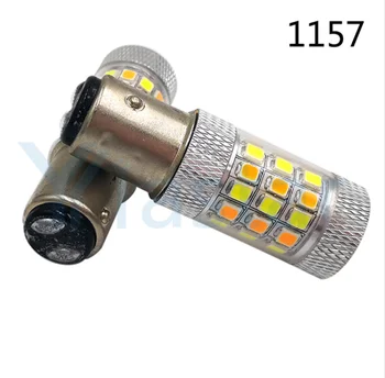 

10X Dual Color 157 BAY15D White/Amber Switchback S25 42smd 2835 auto drl light dual color T25 3157 7443 LED Turn led Signal 12V
