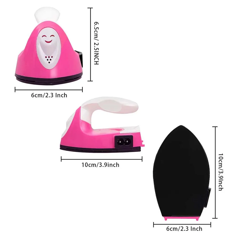 Mini Fer à Repasser électrique Rose – Jouet D'imitation Pour Enfants, Avec Lumière Et éponge Tournante