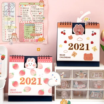 

New Animals 2021 Calendar Creative Desktop Decoration Kawaii Stationery Year Planner Office Schedule Daily Plan Table Calendar
