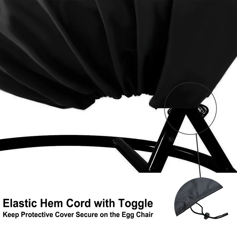 

Durable Dustproof Cover Black 190*115cm For Hanging Rattan Egg Swing Chair Seat Garden Top