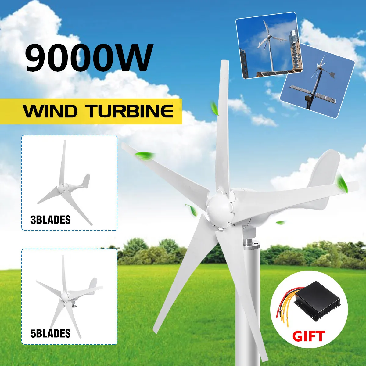 9000w Horizontal Wind Generator 12/24v 