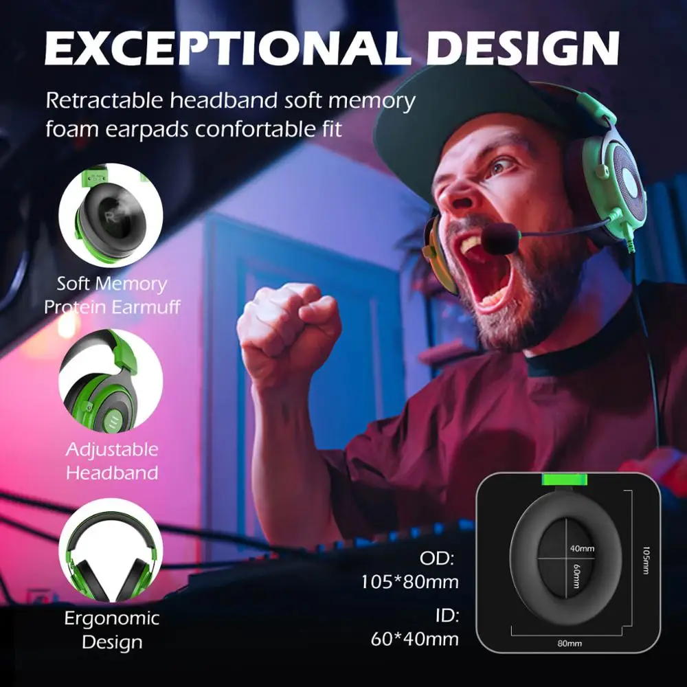 EKSA Wired Headphones E900 Pro Gaming Headset Gamer 7 1 Surround USB 3 5mm 2IN1 Earphones with Microphone For PS4 Xbox PC Phone