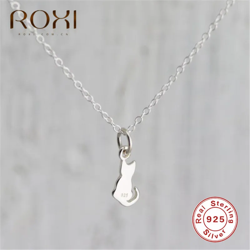 ROXI, 925 пробы, серебряное ожерелье, женский кулон с милым котом, ожерелье, длинная цепочка, массивное ожерелье, колье, свадебное ювелирное изделие, подарок
