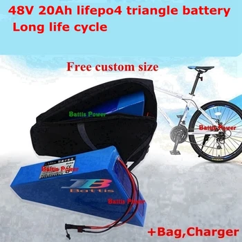 

48V 20AH Lifepo4 battery 2000W 48v 1500w long cycle life for Electric Scooter bike Two Wheel tricycle + charger Bag Free shippin