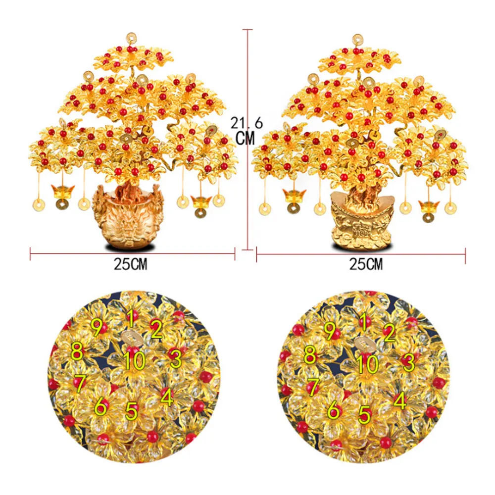 Wealth Luck with Pot Ornaments Acrylic Glass Beaded Money Tree Bonsai Bedroom Ornament Gift Feng Shui Crafts DIY Handmade | Дом и сад