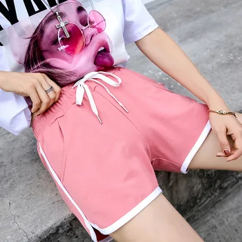 

Shorts Female Summer New Korean style Loose Student All-match Slimming CottonCasual Solid Mid Loose Drawstring Hot shorts