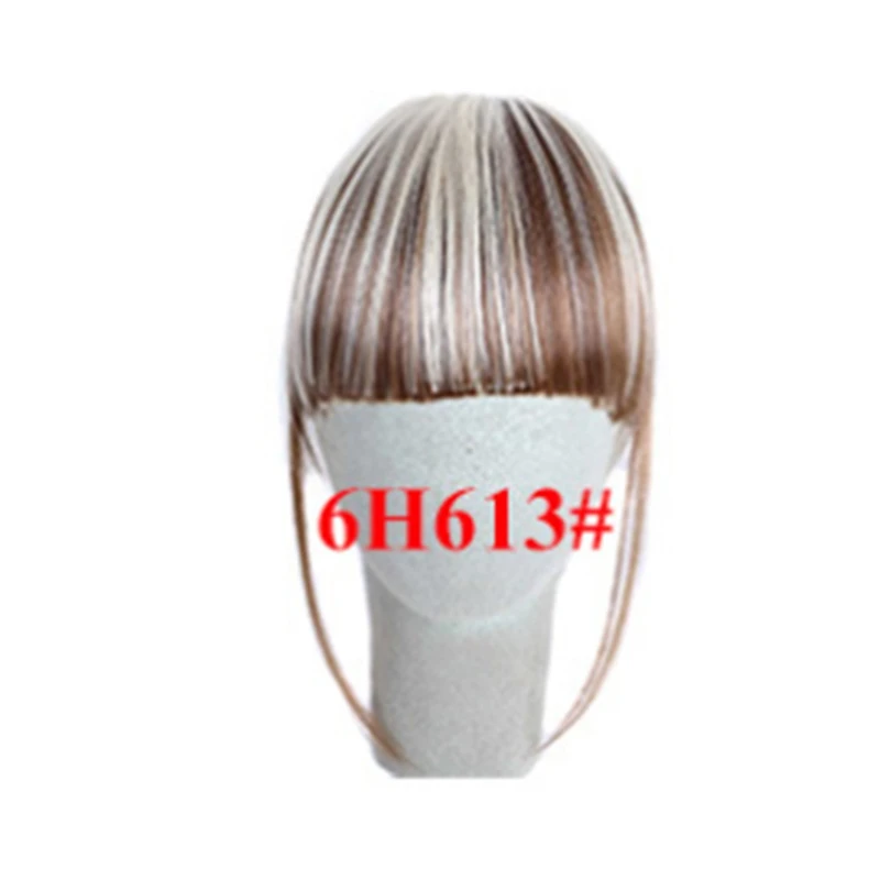 Высококачественные накладные передние челки заколки для волос, накладные синтетические волосы на заколках, аксессуары для укладки волос для девушек - Цвет: 6H613