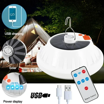 

120LED Rechargeable LED Bulb Lamp Remote Control Solar Charge Lantern Portable Emergency Night Market Light Outdoor Camping Home