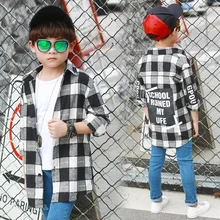 Одежда для мальчиков весенне-осенняя рубашка в клетку с длинными рукавами г., новая стильная осенняя одежда Детские рубашки для мальчиков 12 лет, топы