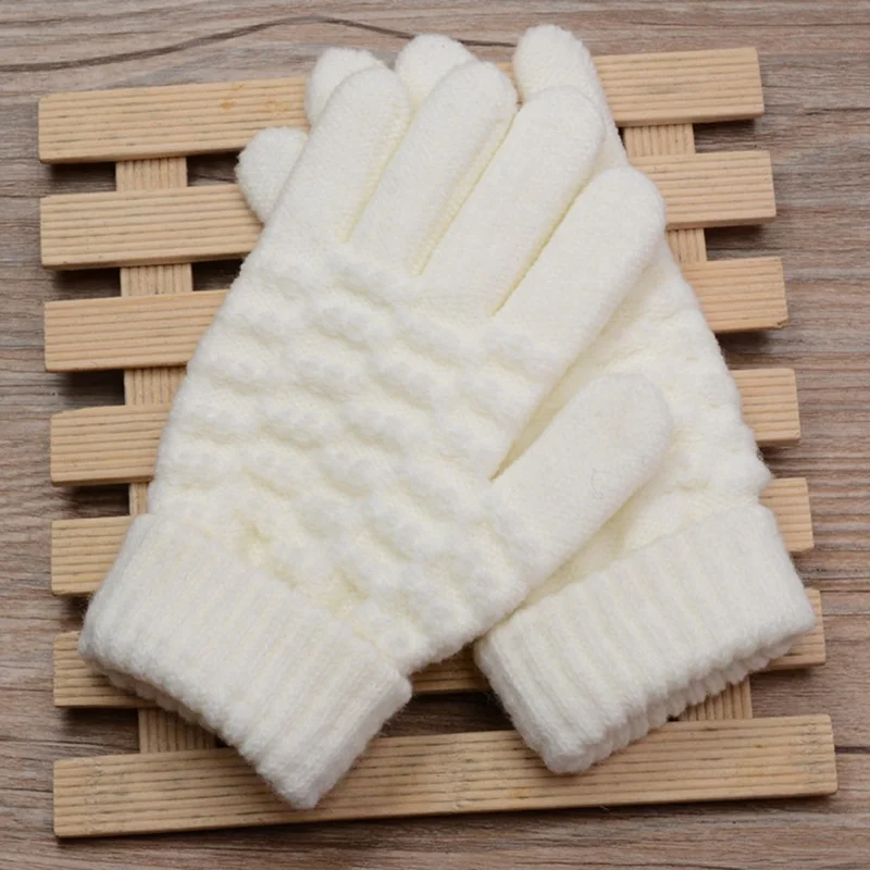 Новые модные детские толстые вязаные теплые зимние перчатки, перчатки, Детские эластичные варежки для мальчиков и девочек, детские однотонные перчатки, аксессуары для рук
