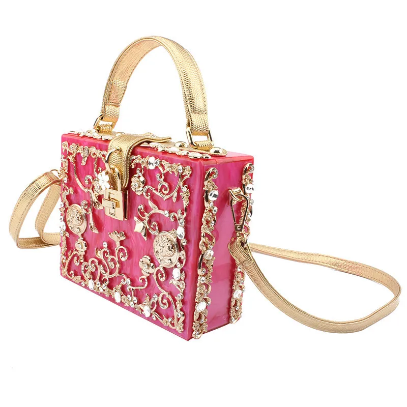 Best Price Women Fashion Flap Handbag Metal Flowers Crystal Diamond Rhinestone Studded Luxury Shoulder Bag Top Handle Acrylic Box Purse Best Price Women Fashion Flap Handbag Metal Flowers Crystal Diamond Rhinestone Studded Luxury Shoulder Bag Top Handle Acrylic Box Purse