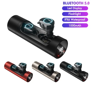 

TWS Bluetooth 5.0 Earphone Stereo Wireless Earbuds Sports IPX6 Waterproof Wireless Earphones Charging box With LED Flashlight