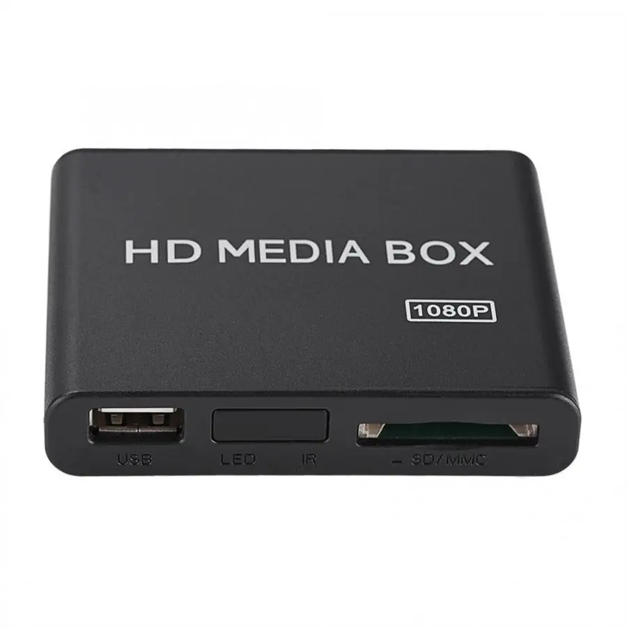 Full HD 1080P медиаплеер центр мини-медиаплеер коробка с инфракрасным пультом дистанционного управления 110-240 В Поддержка USB MMC RMVB MP3 AVI MKV