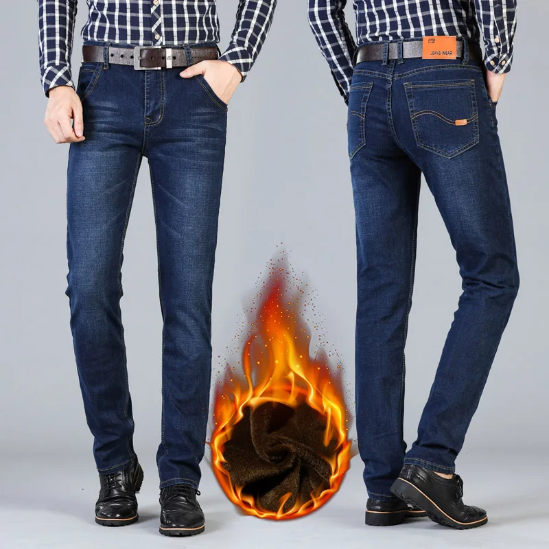 Ceny AIRGRACIAS 2019 nowych mężczyzna ciepłe dżinsy wysokiej jakości znane marki zima Denim dżinsy zagęścić polarowe mężczyźni dżinsy długie spodnie 28 44