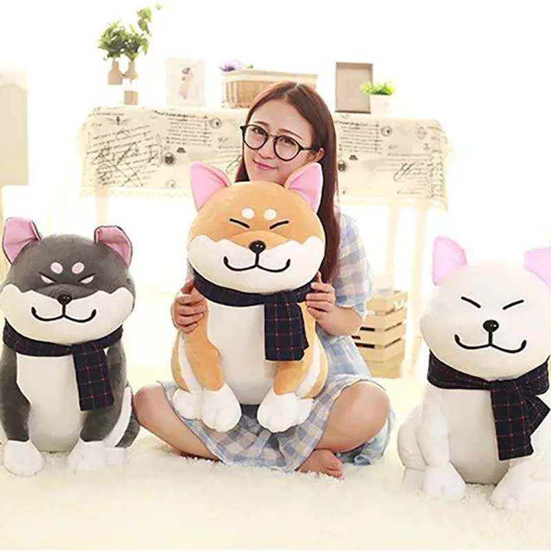 

Cute Scarf Shiba Inu Plush Doll Clatter Akita Pillow Children Girl'S Doll