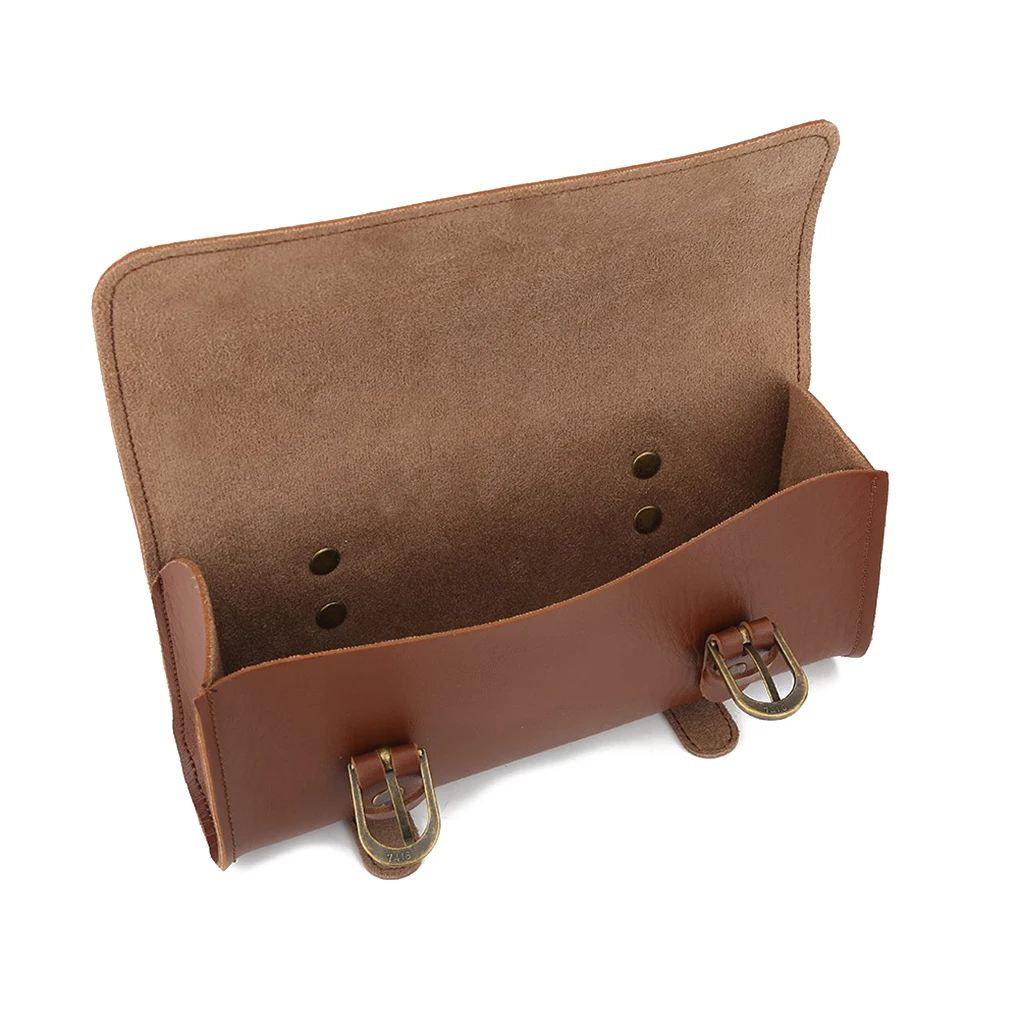 Sacoche De Selle Vélo Vintage - Cuir Brun Foncé - Étanche - Sac De Guidon