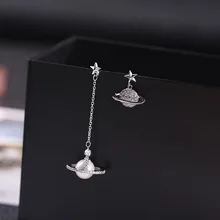 Yun ruo женские Pave Цирконий камень Сатурн жемчужные серьги-гвоздики S925 серебро контактный гипоаллергенный женские Модные украшения Прямая