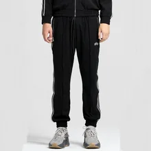 Спортивные штаны в полоску с кожаной лентой длиной до щиколотки, штаны для бега с графической вышивкой