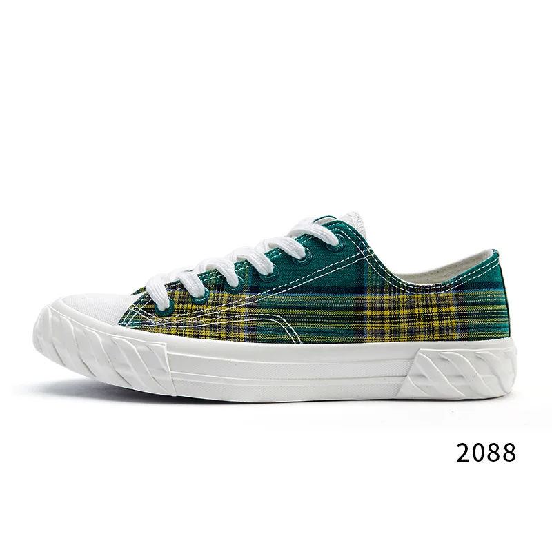 Feiyue/Новинка 2088 года; парусиновая обувь; сезон весна-осень; обувь из вулканизированной ткани в клетку; повседневные женские кроссовки; 2 цвета; трендовая женская обувь на плоской подошве - Цвет: Зеленый