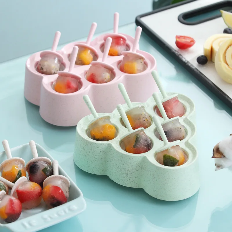 

6 Cells DIY Ice Cream Molds Reusable Lolly Cream Molds Ice Cubes Tray Tray Ice Cream Molds Tray Dessert Ice Cream Tools MM60BQL