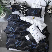 Juego de fundas de edredón con patrón de cielo estrellado para adultos y niños, 3/4 piezas, ropa de cama moderna, Sábana, funda de almohada, edredón