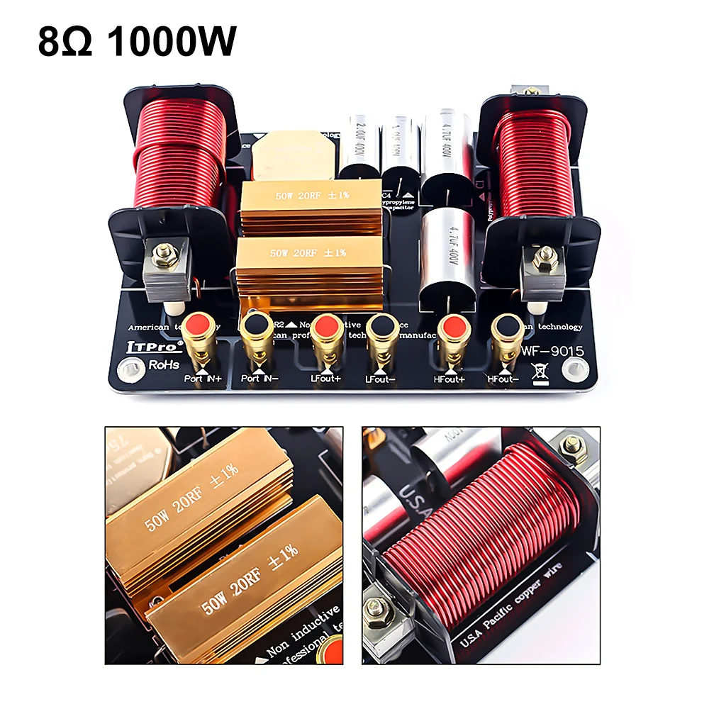8 Ohm 1000W AIYIMA динамик делитель частоты фильтр 2 способ кроссовер аудио 600 вт 1000 вт 1500 вт высокие басы DIY звук динамик сценический кроссовер - Цвет: 8 Ohm 1000W