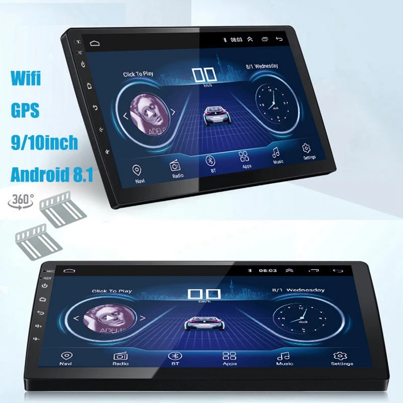 2 Ingot Car Radio 9 Inch HD Car MP5 Quad Core Multimedia Player Android 8.1 Car Radio GPS Navigation WiFi Bluetooth Support Mirr