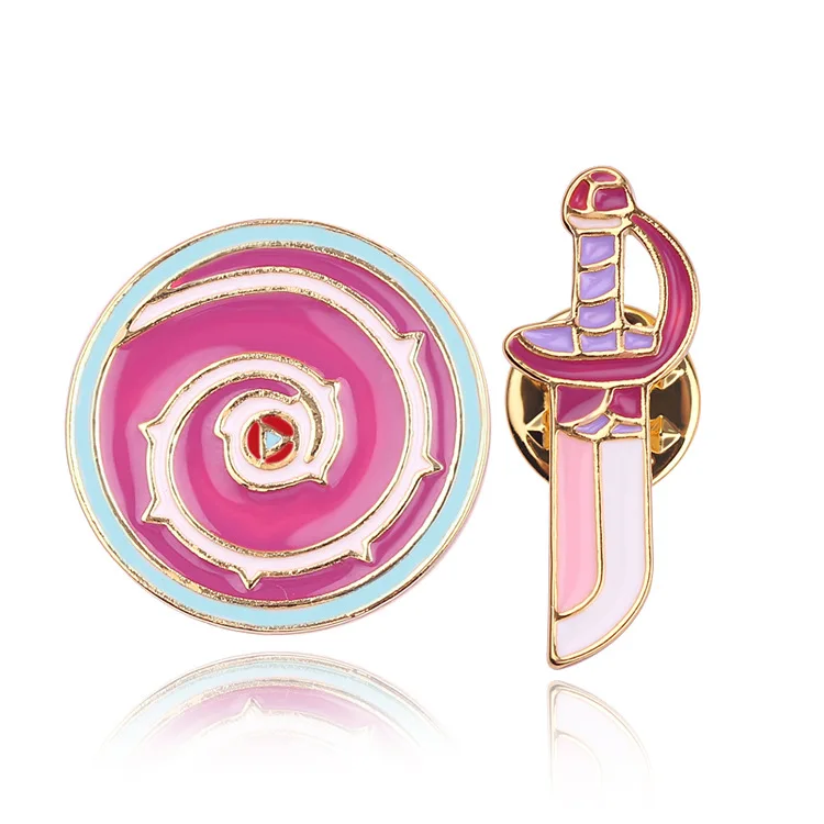 

Hot Sales New Style Brooch Knife Shield Brooch Men Metal Oil Drop Corsage Brooch